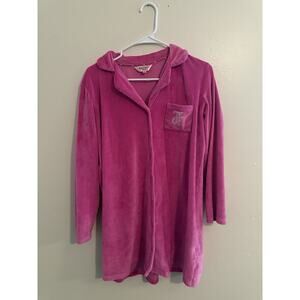 Juicy Couture Pink Velour Sleepwear Shirt Rhinestone Logo Womens Small